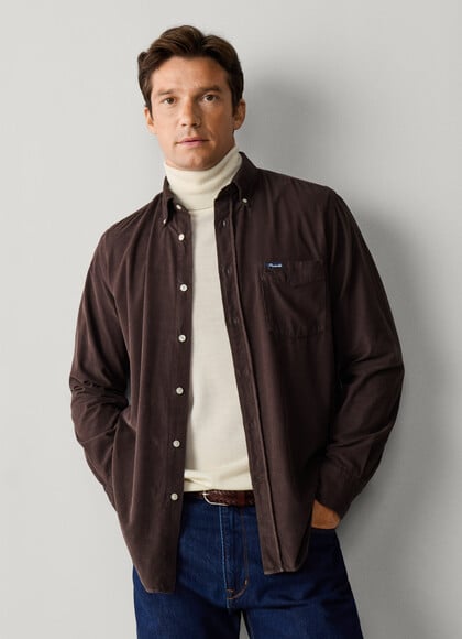 Regular Fit Garment Dyed Babycord Shirt