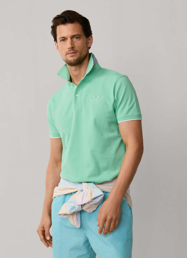 Regular Fit Short Sleeve Beach Print Polo