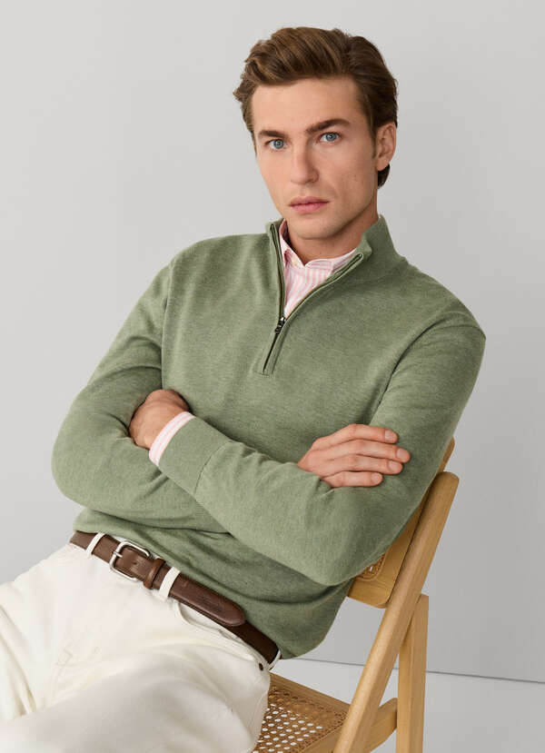 Cotton Silk Quarter Zip Jumper