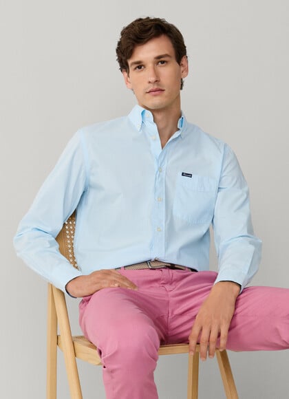 Regular Fit Garment Dyed Poplin Shirt