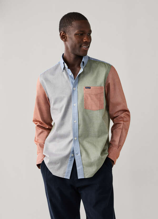 Regular Fit Colour Block Flannel Shirt