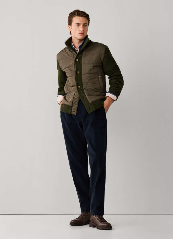 Regular Fit Stretch Cotton Pleated Trousers