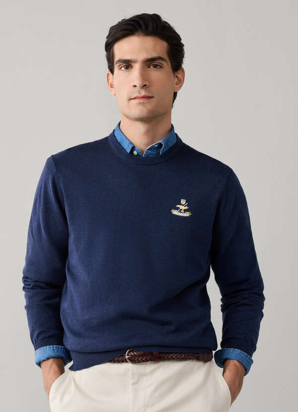 Cotton Silk Logo Crew-Neck Sweater