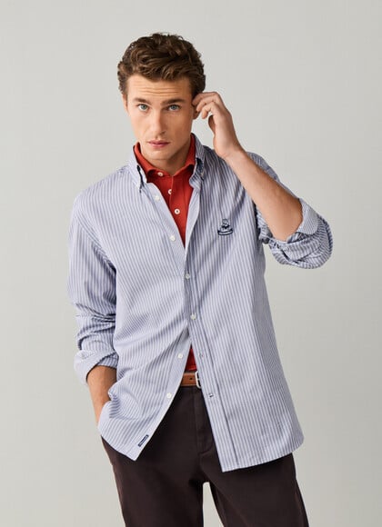 Regular Fit Logo Pinstripe Shirt