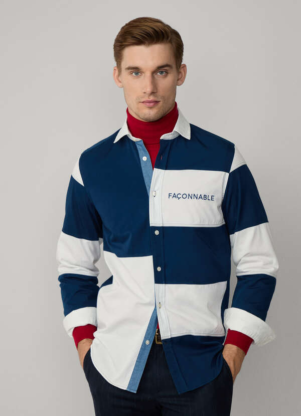 Regular Fit Striped Patches Rugby Shirt