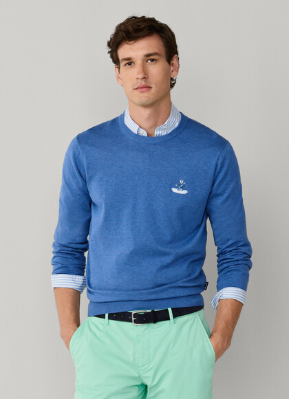 Cotton Silk Logo Crew Neck Jumper