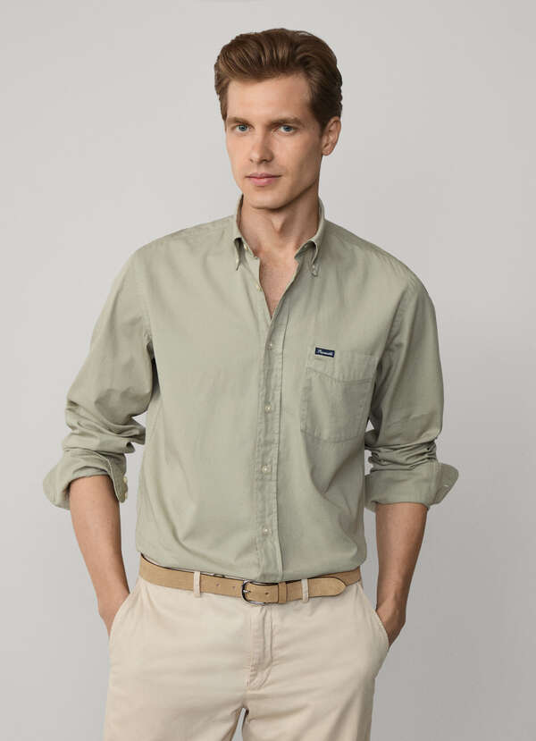 Regular Fit Garment Dyed Twill Shirt