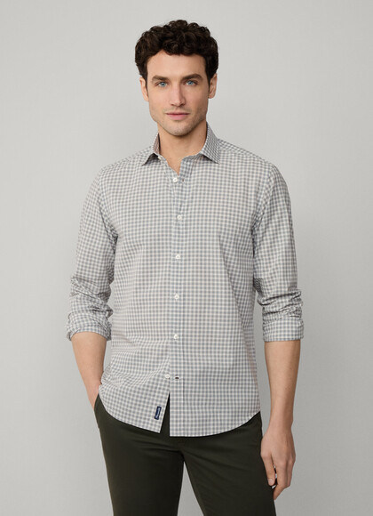 Regular Fit Mini Plaid Check Poplin Shirt