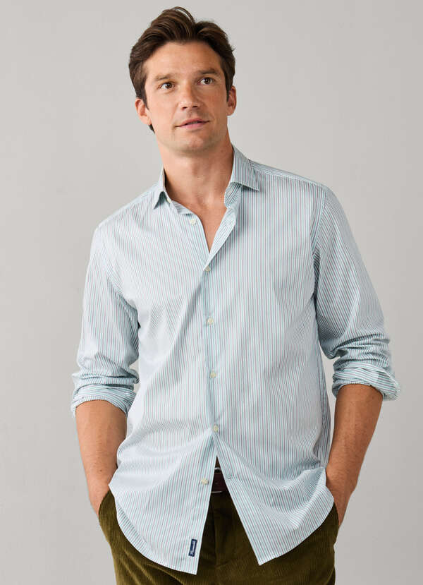 Regular Fit Hairline Stripe Twill Shirt Regular Fit Hairline Stripe Twill Shirt