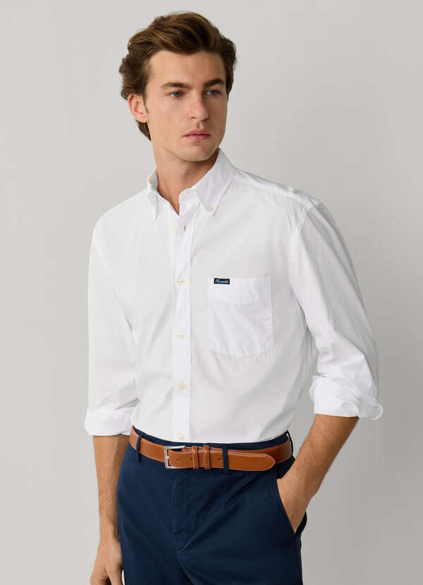 Regular Fit Garment Dyed Poplin Shirt
