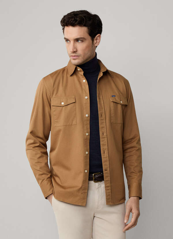 Regular Fit Garment Dyed Cotton Twill Shirt