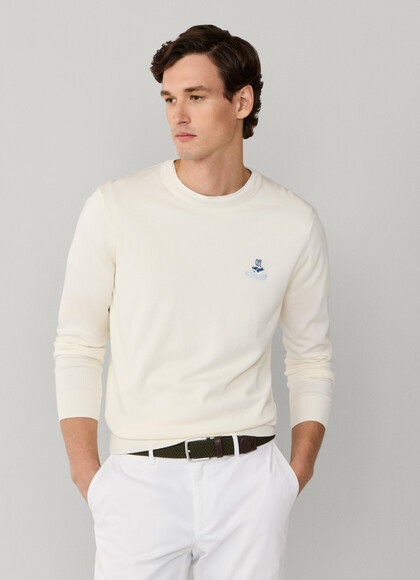 Cotton Silk Logo Crew Neck Jumper
