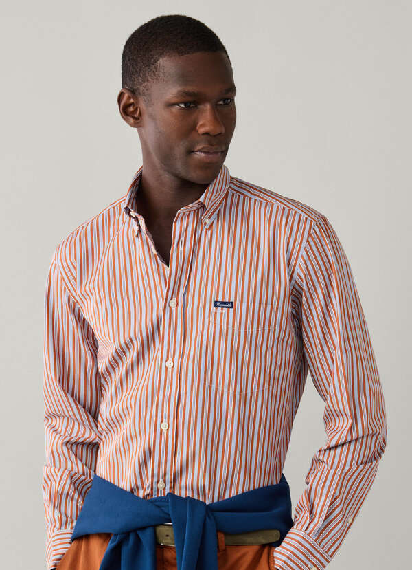 Regular Fit Regimental Stripe Poplin Shirt