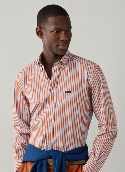 Regular Fit Regimental Stripe Poplin Shirt