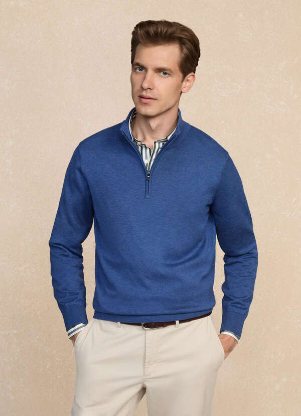 Cotton Silk Quarter Zip Jumper