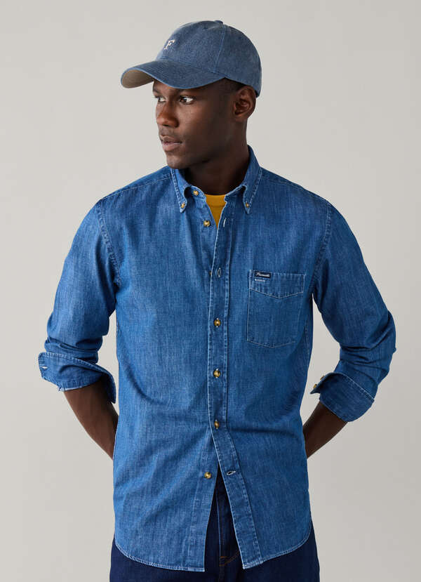 Regular Fit Indigo Twill Shirt Regular Fit Indigo Twill Shirt