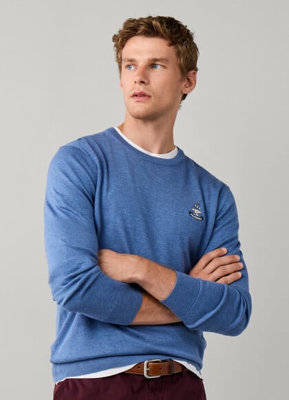 Cotton Silk Logo Crew-Neck Sweater