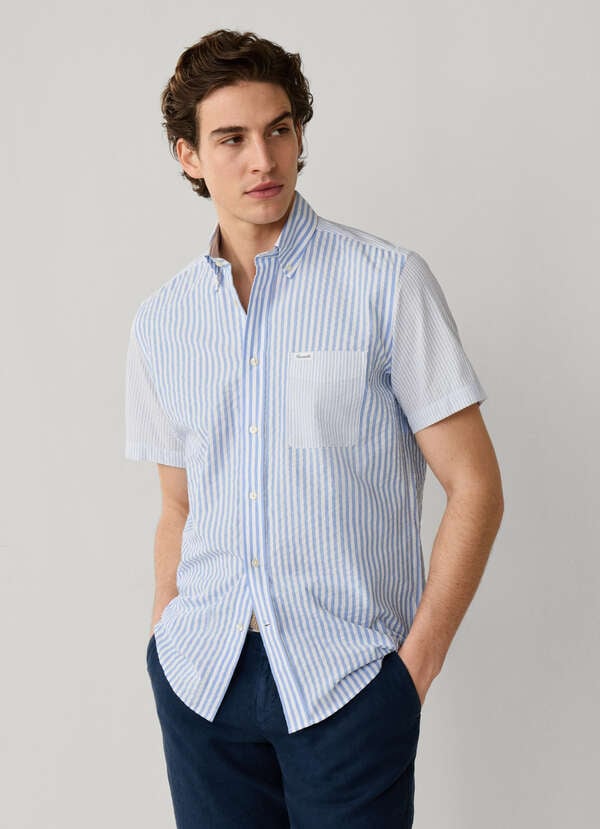 Regular Fit Short Sleeve Multi Stripe Shirt Regular Fit Short Sleeve Multi Stripe Shirt