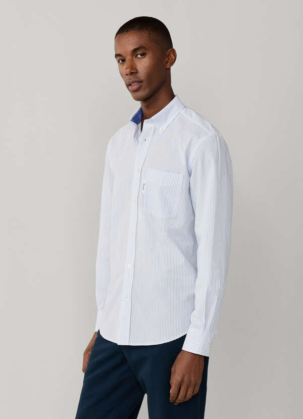 candy stripe dress shirt Turnbull & Asser Tailored Fit Blue and White Candy Stripe Shirt With Kent Collar and 3-Button Cuffs