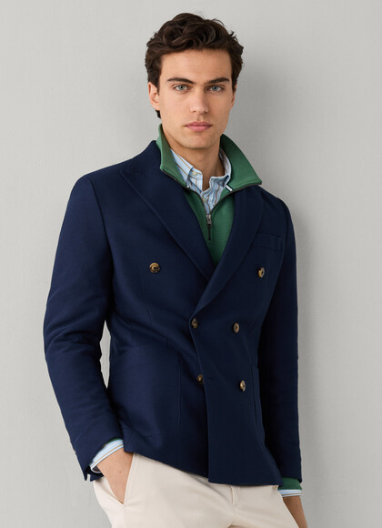 Cotton Blend Double Breasted Blazer