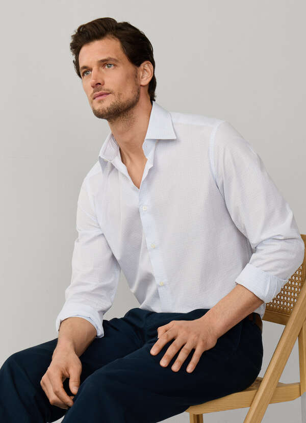 Regular Fit Micro Check Poplin Shirt