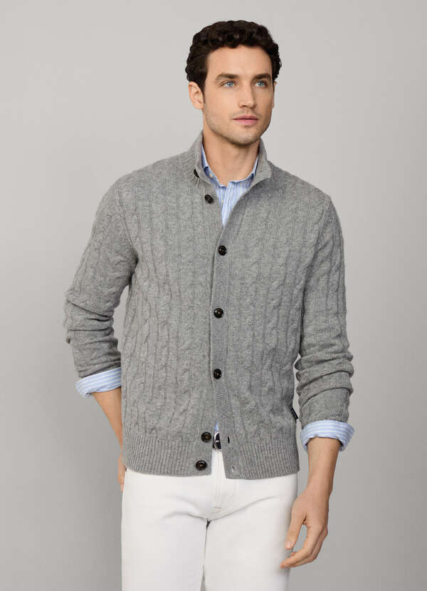 Wool-Cashmere Cable Knit Cardigan