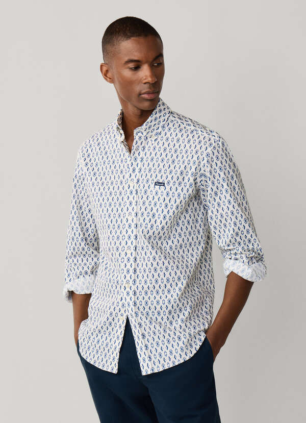 Regular Fit Printed Pattern Textured Shirt