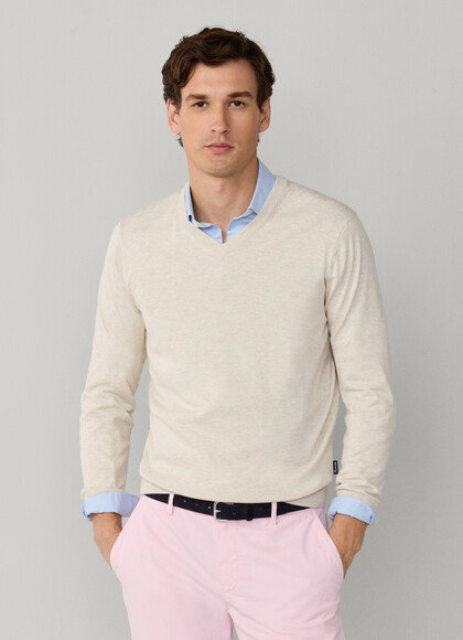 Cotton Silk V Neck Jumper
