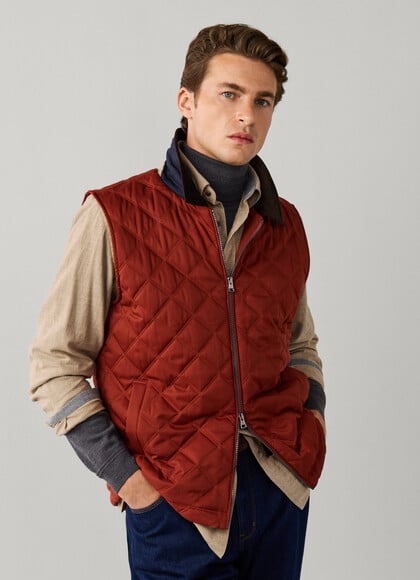 Quilted Check Lining Gilet