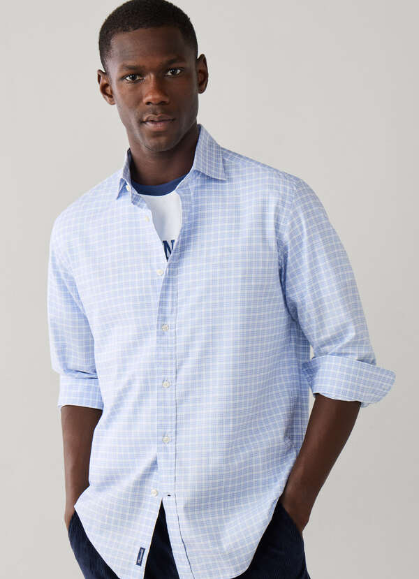 Regular Fit Mini Plaid Check Twill Shirt Regular Fit Mini Plaid Check Twill Shirt