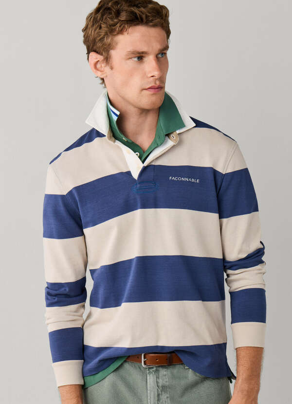 Regular Fit Long Sleeve Striped Rugby Polo