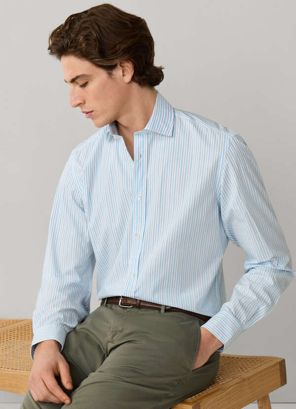 Regular Fit Striped Textured Shirt