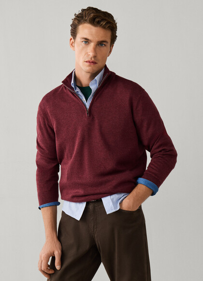 Cotton Silk Half Zip Sweater
