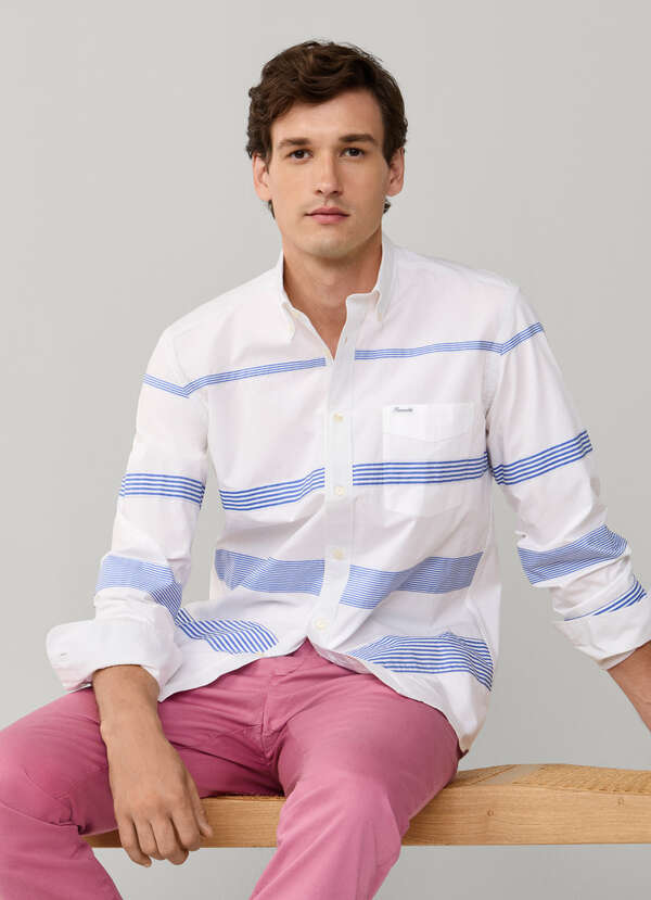 Regular Fit Horizontal Stripe Poplin Shirt