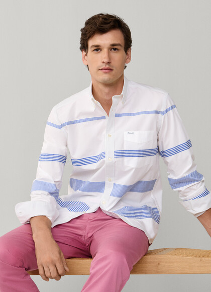 Regular Fit Horizontal Stripe Poplin Shirt