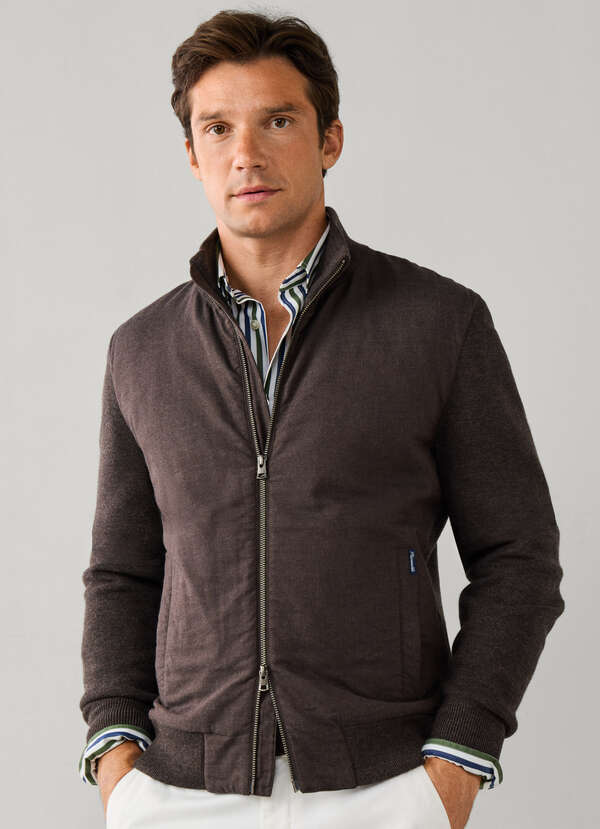 Wool Flannel Hybrid Blouson Jacket