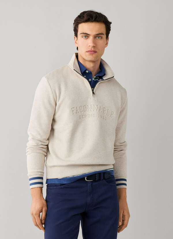 Debossed Branding Quarter Zip Sweatshirt Debossed Branding Quarter Zip Sweatshirt