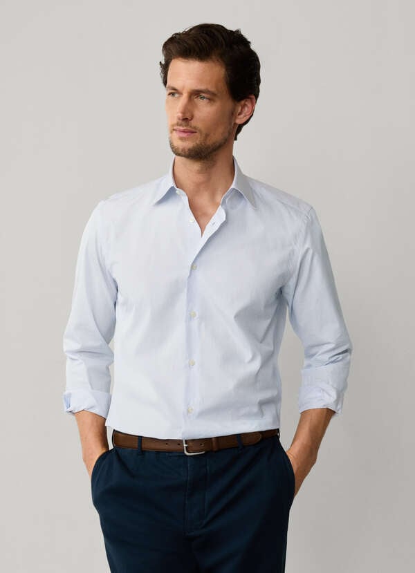 Regular Fit Micro Stripe Poplin Shirt