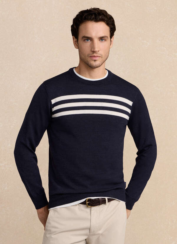 Merino Wool Striped Crew-Neck Jumper