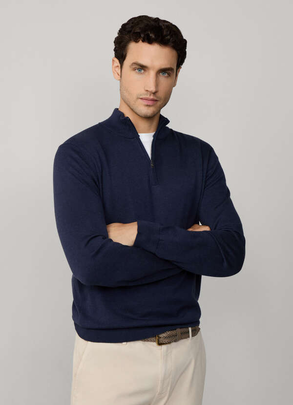 Cotton Silk Half Zip Jumper