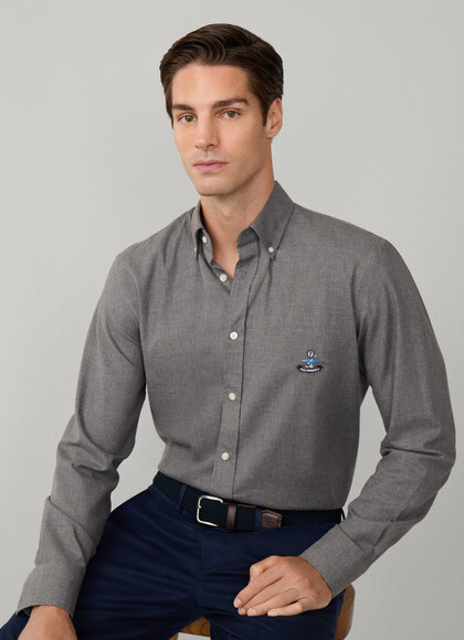 Regular Fit Melange Flannel Twill Shirt