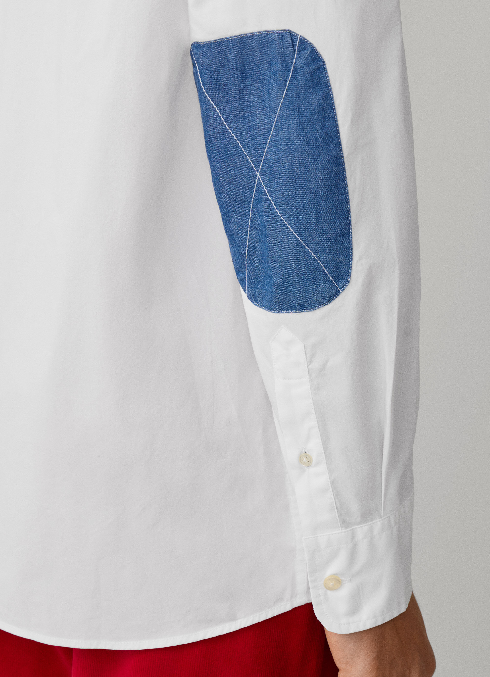 Regular Fit Chambray Patches Poplin Shirt|Façonnable