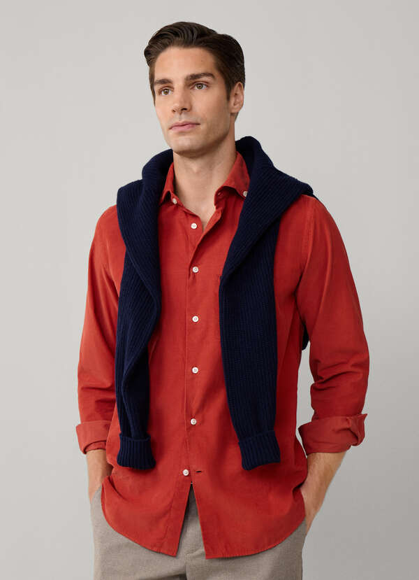 Regular Fit Garment Dyed Corduroy Shirt