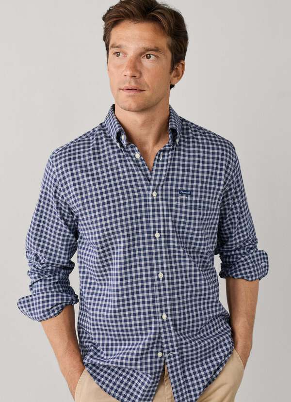 Regular Fit Mini Plaid Flannel Shirt Regular Fit Mini Plaid Flannel Shirt