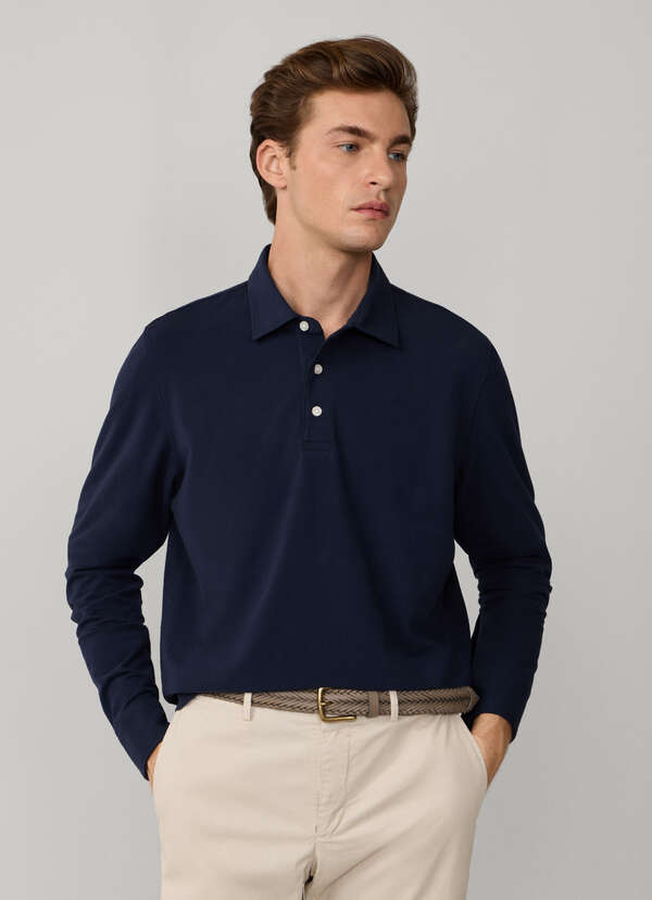 Regular Fit Long Sleeve Stretch Jersey Polo