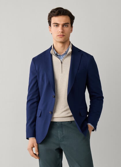 Stretch Wool-Blend Blazer