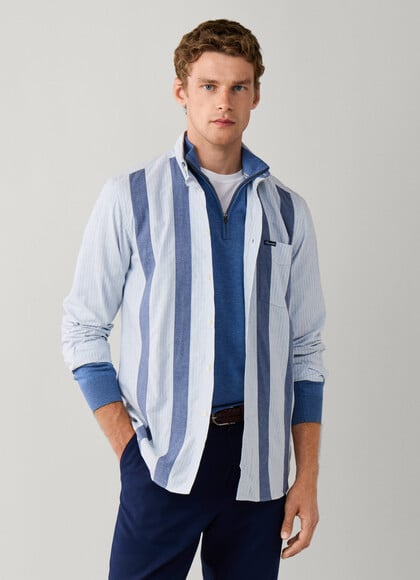 Regular Fit Chambray Stripes Shirt