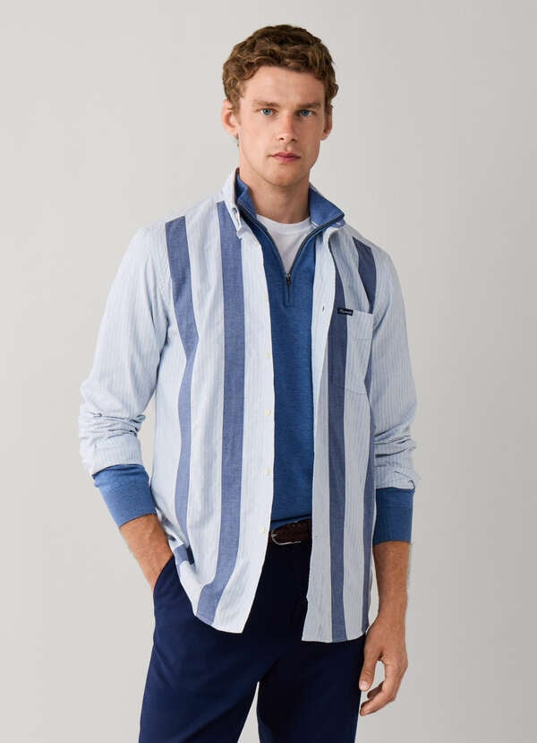 Regular Fit Chambray Stripes Shirt Regular Fit Chambray Stripes Shirt