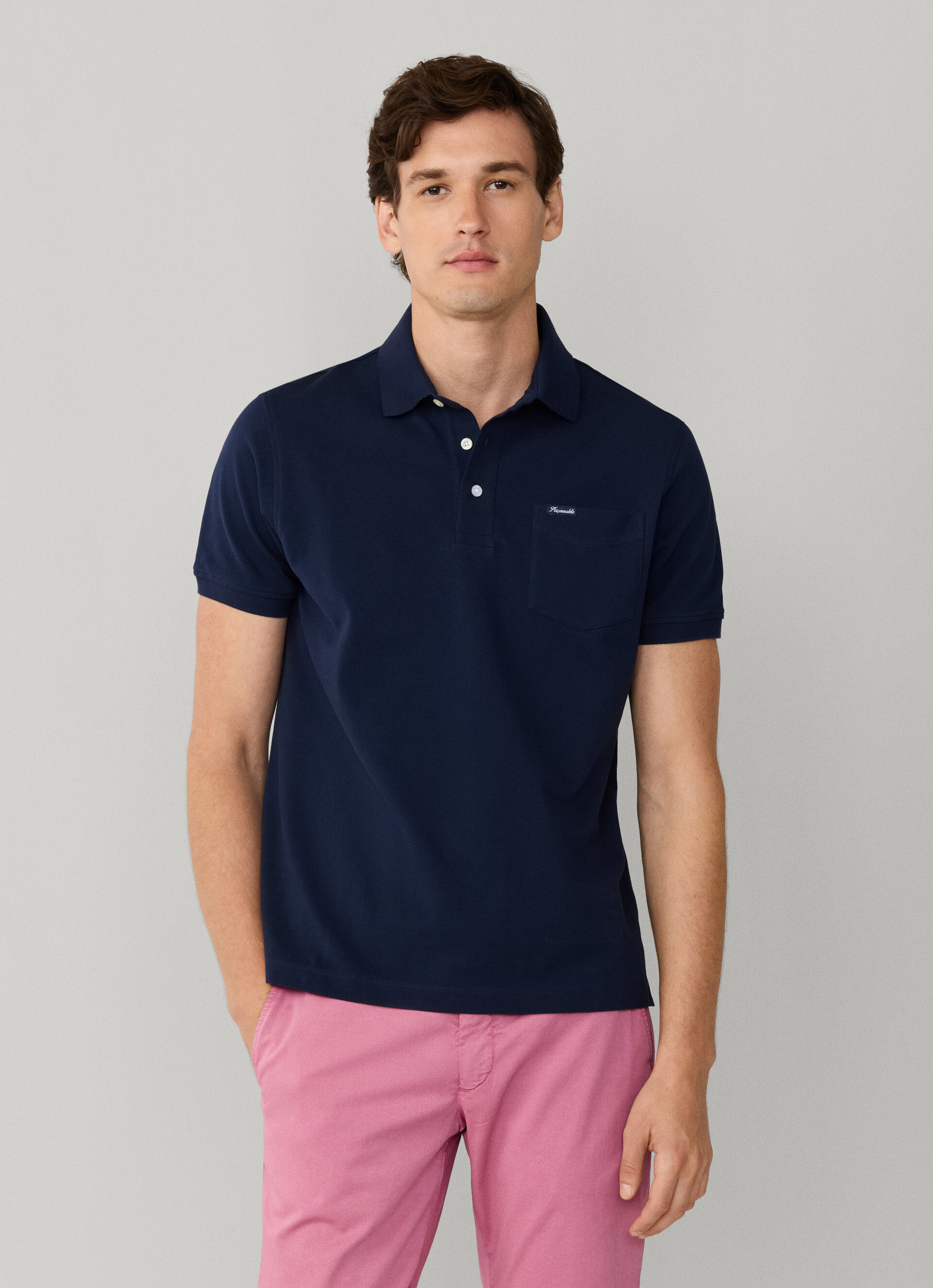 Regular Fit Short Sleeve Pocket Pima Polo| Façonnable