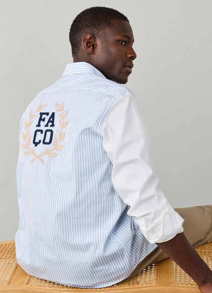 Regular Fit Back Wreath Stripe Poplin Shirt
